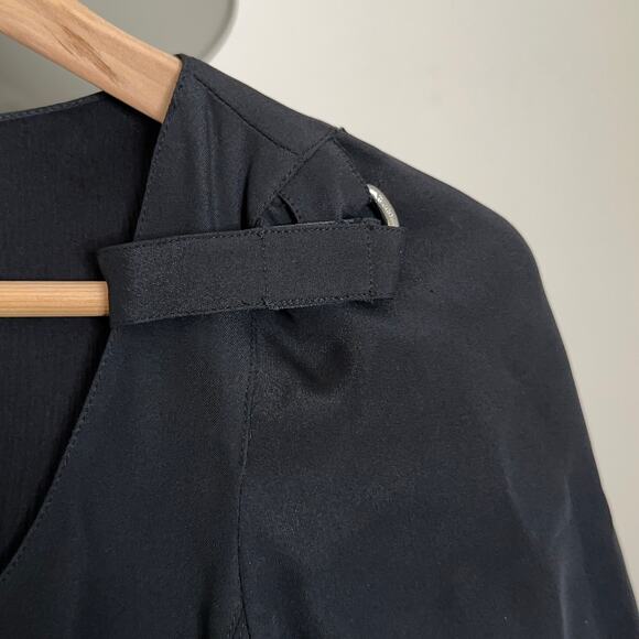 PRADA Silk Little Black Dress Y2K D-Ring Shoulder Tab Sz 38 / XS {O1} - Picture 4 of 8